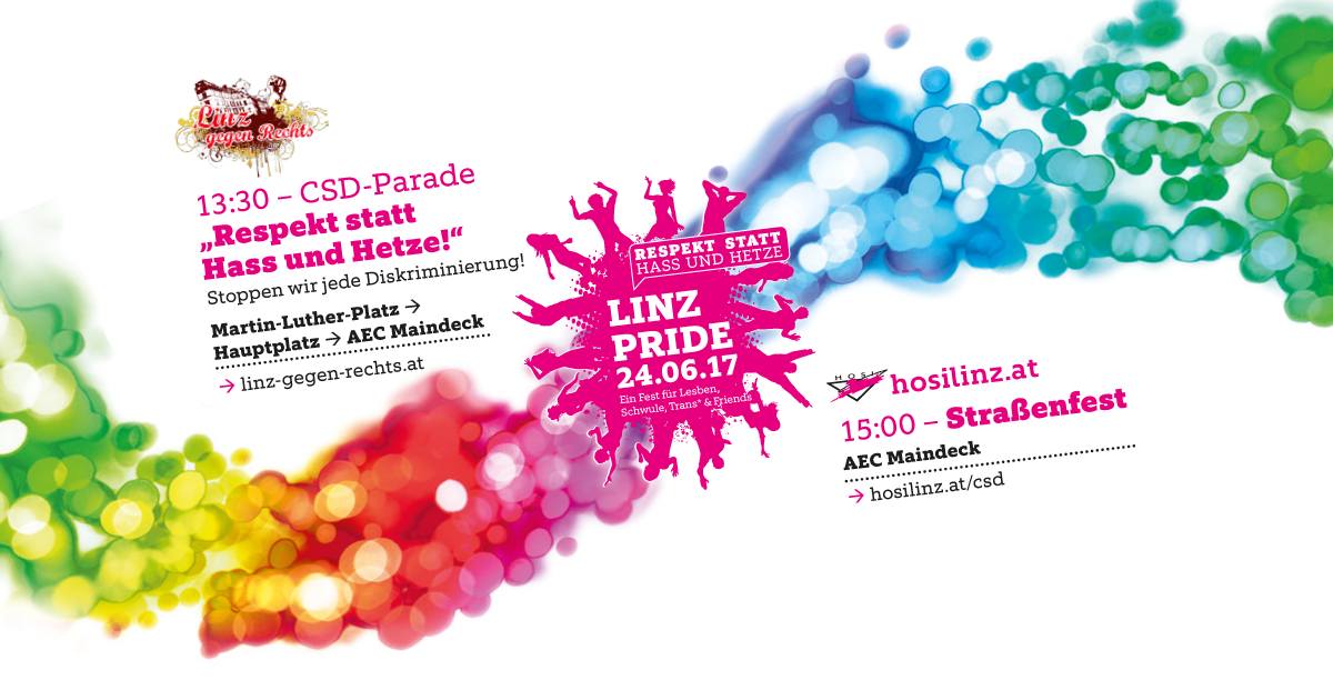 Linz PRIDE 2017: Respekt statt Hass und Hetze