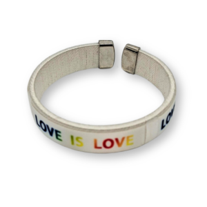Armband "Love is Love", gewebt, weiß
